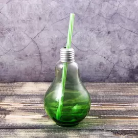 Бокал для коктейля Лампочка, 250 мл, с трубочкой, откручивающая крышка