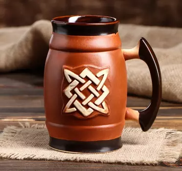 Большой бокал "Славянский оберег Сварог", цвет светло-коричневый, 0.6 л