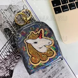 Брелок-кошелек голографический Волшебный Единорог Черный