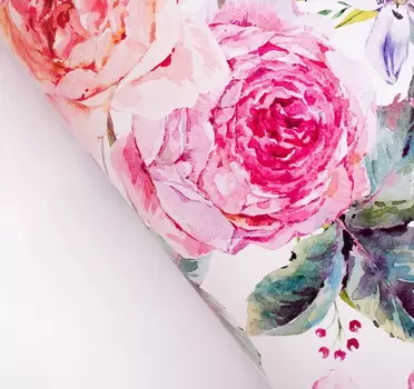 Бумага упаковочная глянцевая «Пионы цветы», 70 100 см