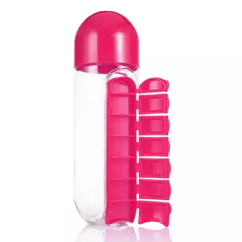 Бутылка с органайзером для таблеток Фуксия