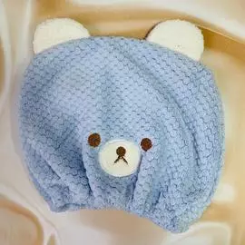 Чалма для сауны/душа Медвежонок, микрофибра Голубая