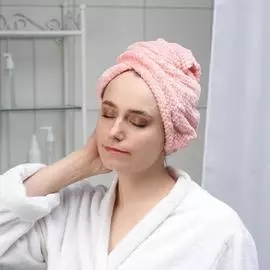 Чалма для сауны/душа микрофибра Розовая
