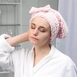 Чалма для сауны/душа Волна, микрофибра Розовая