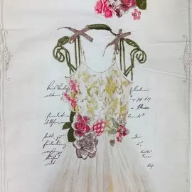 Чехол для гладильной доски 12539 см, с поролоном рисунок: Платье, цвет: белый