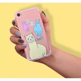 Чехол для телефона iPhone 6, 6S, 7 с блёстками Ламы