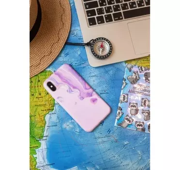 Чехол-накладка Силиконовая для телефона iPhone X/XS розовый с разводами краски