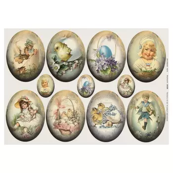 Декупажная карта "Медальон на Пасху" , А4