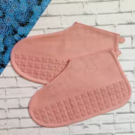 Детские дождевики для обуви силиконовые антискользящие от дождя и грязи многоразовые Розовые с чехлом