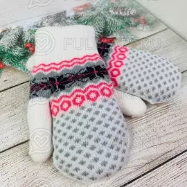 Детские варежки для девочки со снежинками Белые