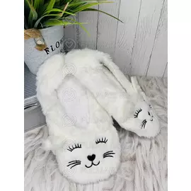 Домашние тапки пушистые антискользящие Котики цвет: белый