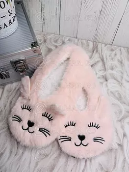 Домашние тапки пушистые антискользящие Котики цвет: розовый