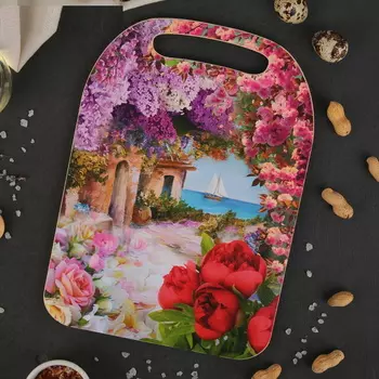 Доска разделочная Цветы, море, 21*29 см