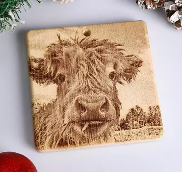 Доска разделочная квадратная из кедра "Бычок", массив