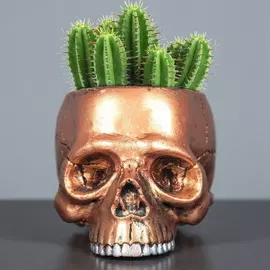Фигурное кашпо Череп бронзовый цвет 0,5 л