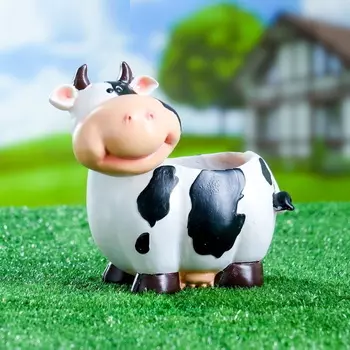 Фигурное кашпо для цветов "Коровка" 18х20см