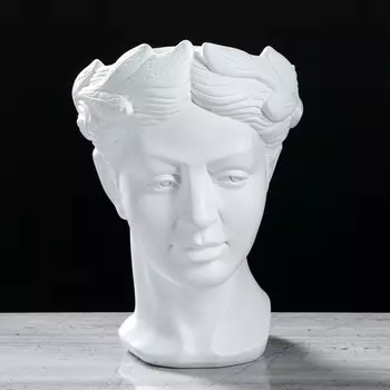 Фигурное кашпо-голова "Афродита" белый, 1 л