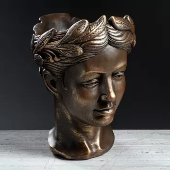Фигурное кашпо-голова Афродита коричнево-золотистый