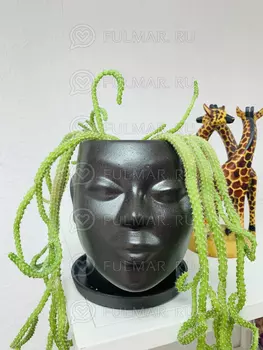 Фигурное кашпо горшок для цветов "Голова", цвет: чёрный