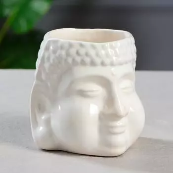 Фигурное керамическое Кашпо-Голова Будда 1,3 л, цвет белый