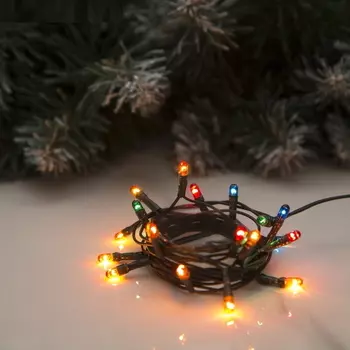 Гирлянда "Нить", 1.2 м, 20 ламп, 220V, фиксинг, нить тёмная, свечение мульти