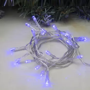Гирлянда "Нить", 2 м, LED-20-4.5 V, 3*AA, 2 режима, нить прозрачная, свечение синее