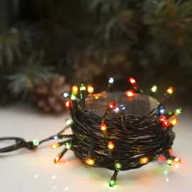 Гирлянда "Нить", 5 м, 50 ламп, 220V, 8 режимов, нить тёмная, свечение мульти