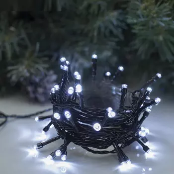 Гирлянда "Нить", 5 м, LED-50-220V, 8 режимов, нить тёмная, свечение белое