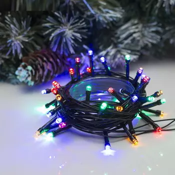 Гирлянда "Нить", 5 м, LED-50-220V, 8 режимов, нить тёмная, свечение мульти