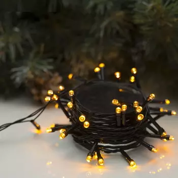 Гирлянда "Нить", 5 м, LED-50-220V, 8 режимов, нить тёмная, свечение жёлтое