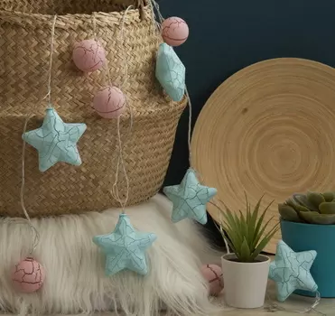 Гирлянда "Нить" с насадками “Звезда и шарик”, 4 м, LED-20-220V, 8 режимов, нить прозрачная, свечение мульти