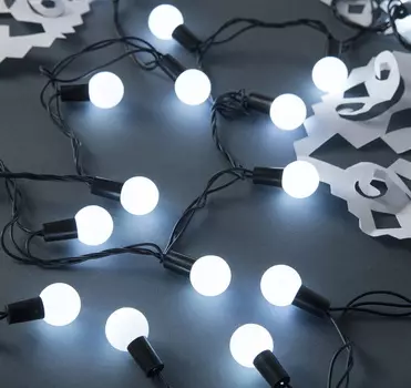 Гирлянда "Нить" уличная с насадками "Шарики большие d=2,5 см" 10 м, LED-100-220V, 8 режимов, нить тёмная, свечение белое