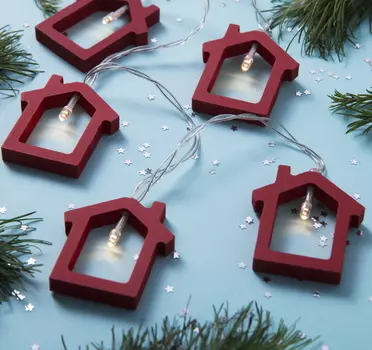 Гирлянда с насадками на батарейках Красные Домики 1.5 м