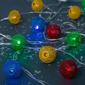 Гирлянда Шарики 4 м, LED-20-220V, 8 режимов, нить прозрачная, свечение мульти