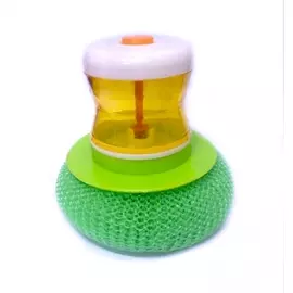 Губка-Щетка для посуды с дозатором для моющих средств и кнопкой