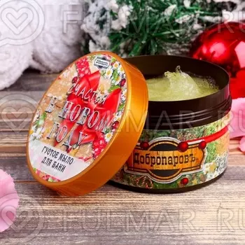 Густое мыло для бани новогоднее в баночке, аромат: ромашка, 450 г
