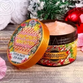 Густое мыло для бани новогоднее в баночке, аромат: земляника, 450 г