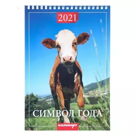 Календарь на пружине без ригеля "Символ года. Вид 1" 17х25 см, 2021год