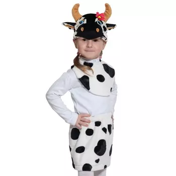 Карнавальный костюм «Коровка», плюш-лайт, манишка, юбка, маска, рост 92-116 см