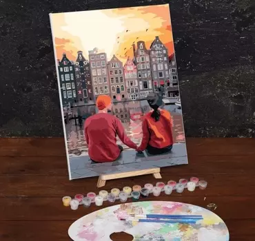 Картина по номерам на холсте с подрамником «Романтичный вечер в Амстердаме», 40х30 см