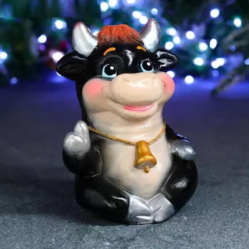 Копилка "Бычок с лапкой" черный 19 см