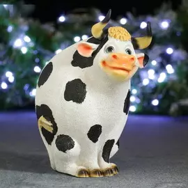 Копилка "Бык Борька с роками Любопытный" белый с черными пятнами Сувенир 2021