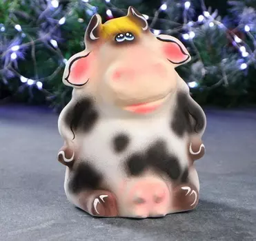 Копилка символ 2021 "Веселая корова" пятнистая 23х17см