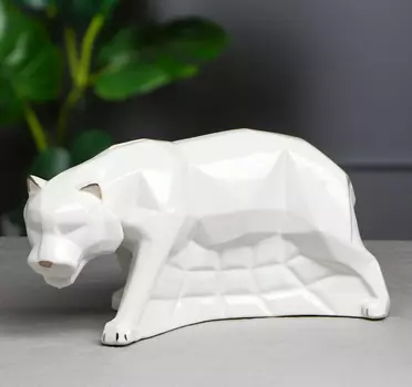 Копилка Тигр, белая-золотистая, 14 см