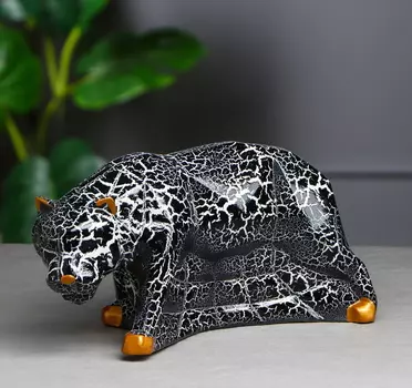 Копилка Тигр, кракелюр, чёрный, 15 см
