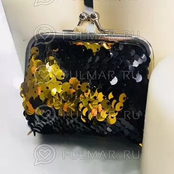 Кошелёк для девочки в двусторонних пайетках меняет цвет золотистый-чёрный