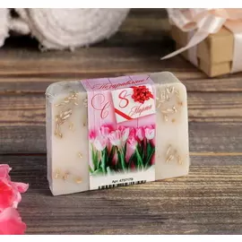 Косметическое мыло "Поздравляю с 8 Марта" аромат овсянные хлопья, "Добропаровъ", 100 гр