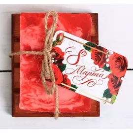 Косметическое мыло "С 8 Марта" с ароматом болгарской розы и Открытка