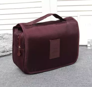 Косметичка дорожная, 2 отдела с карманами на липучке, крючок, цвет бордовый