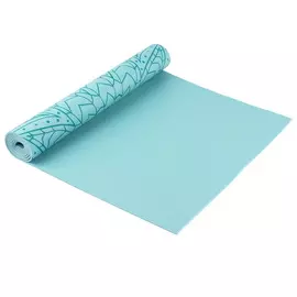 Коврик для фитнеса и йоги 173*61*0,4 см Голубой с рисунком цветок